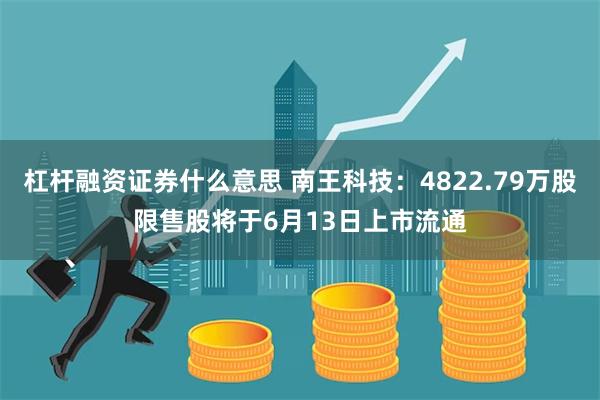 杠杆融资证券什么意思 南王科技：4822.79万股限售股将于6月13日上市流通