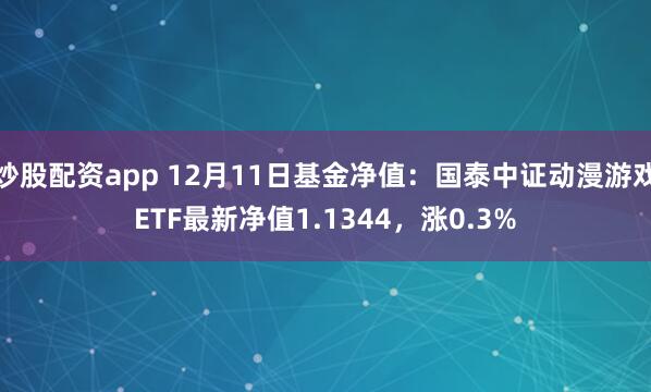 炒股配资app 12月11日基金净值：国泰中证动漫游戏ETF最新净值1.1344，涨0.3%