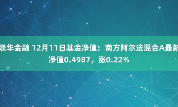 联华金融 12月11日基金净值：南方阿尔法混合A最新净值0.4987，涨0.22%