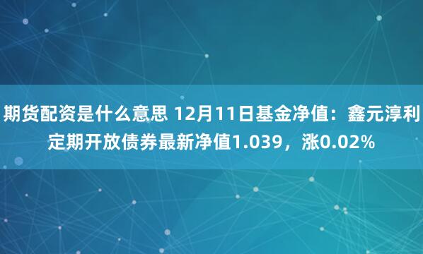 期货配资是什么意思 12月11日基金净值：鑫元淳利定期开放债券最新净值1.039，涨0.02%