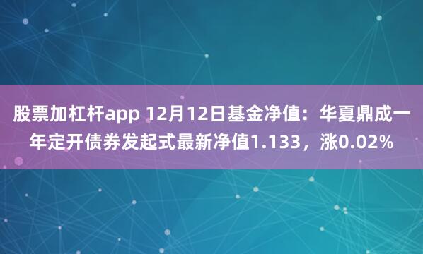 股票加杠杆app 12月12日基金净值：华夏鼎成一年定开债券发起式最新净值1.133，涨0.02%