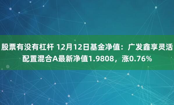 股票有没有杠杆 12月12日基金净值：广发鑫享灵活配置混合A最新净值1.9808，涨0.76%