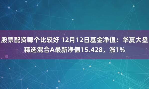 股票配资哪个比较好 12月12日基金净值：华夏大盘精选混合A最新净值15.428，涨1%