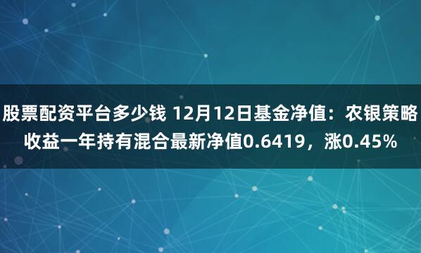 股票配资平台多少钱 12月12日基金净值：农银策略收益一年持有混合最新净值0.6419，涨0.45%