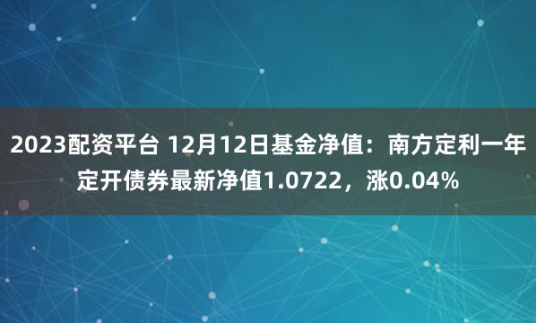 2023配资平台 12月12日基金净值：南方定利一年定开债券最新净值1.0722，涨0.04%