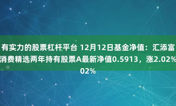 有实力的股票杠杆平台 12月12日基金净值：汇添富消费精选两年持有股票A最新净值0.5913，涨2.02%