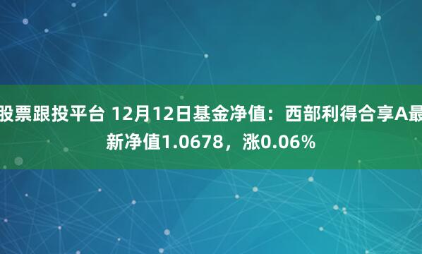 股票跟投平台 12月12日基金净值：西部利得合享A最新净值1.0678，涨0.06%