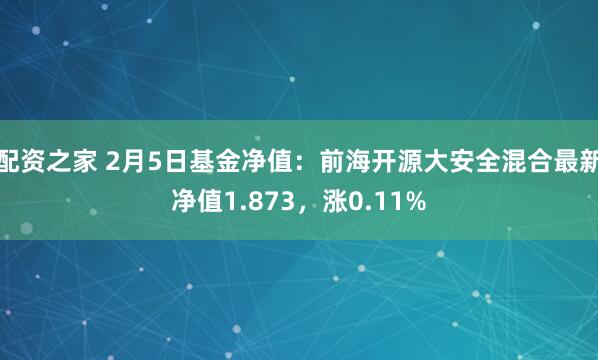 配资之家 2月5日基金净值：前海开源大安全混合最新净值1.873，涨0.11%